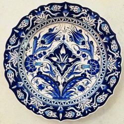 30 cm Plate Blue Color Herbal Pattern