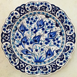 30 cm Plate Blue Color Herbal Pattern