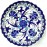 18 cm Plate Blue White Herbal Pattern