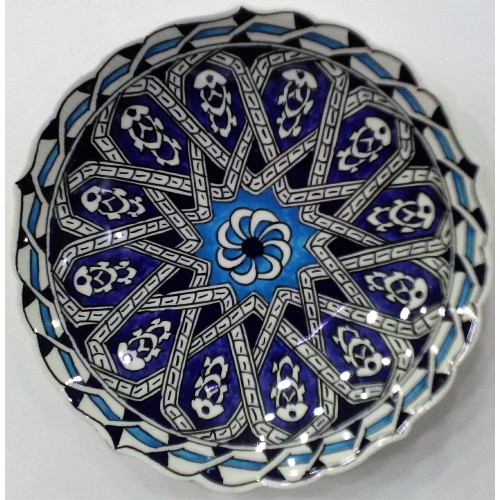 18 cm Plate Blue Star Patterned