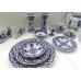 77 Pieces Hand Decorated Blue White Dinner Set